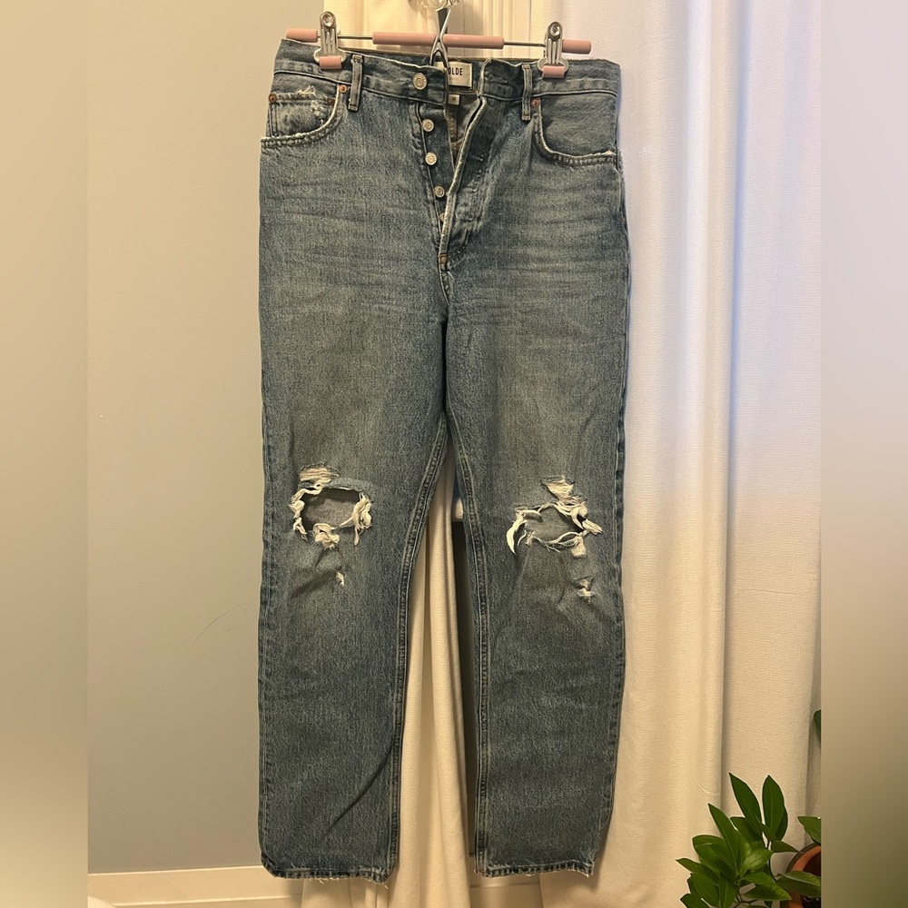 Agolde straight cut distressed jeans